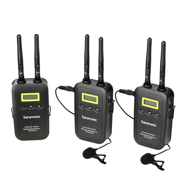 Saramonic VmicLink5 RX+TX+TX Camera-Mount Digital Wireless Microphone System with Two Transmitters and Lavalier Mics