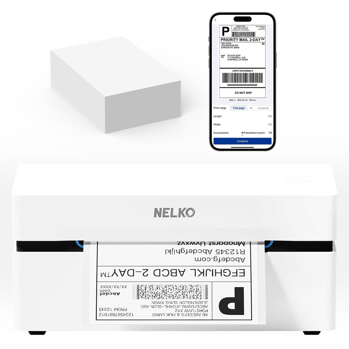 Nelko PL80E Bluetooth 4x6 Shipping Label Printer (Black) – view 3