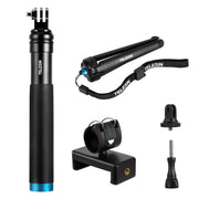 TELESIN GP-MNP-090-S Extendable Aluminum Alloy Selfie Stick with Tripod and Phone Clip for GoPro