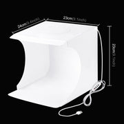 PULUZ 20cm Ring LED Panel Folding Portable Light Photo Lighting Studio Shooting Tent Box Kit with 6 Colors Backdrops (Black, White, Orange, Red, Green, Blue)