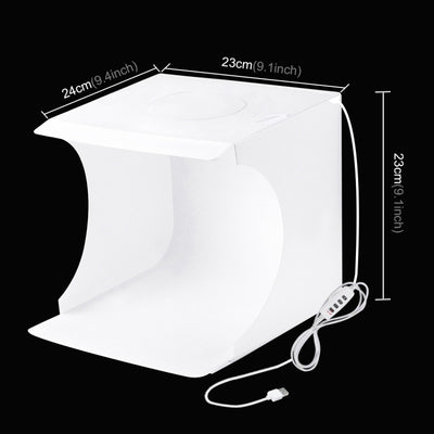PULUZ 20cm Ring LED Panel Folding Portable Light Photo Lighting Studio Shooting Tent Box Kit with 6 Colors Backdrops (Black, White, Orange, Red, Green, Blue)