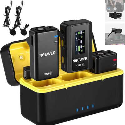 NEEWER CM28 Wireless Lavalier Lapel Microphone with Charging Case