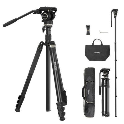 SmallRig CT210 Video Tripod with Fluid Head and Reversible Center Column 4475