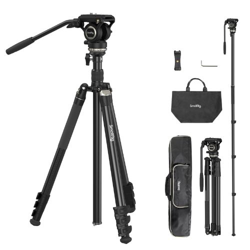 SmallRig CT210 Video Tripod with Fluid Head and Reversible Center Column 4475