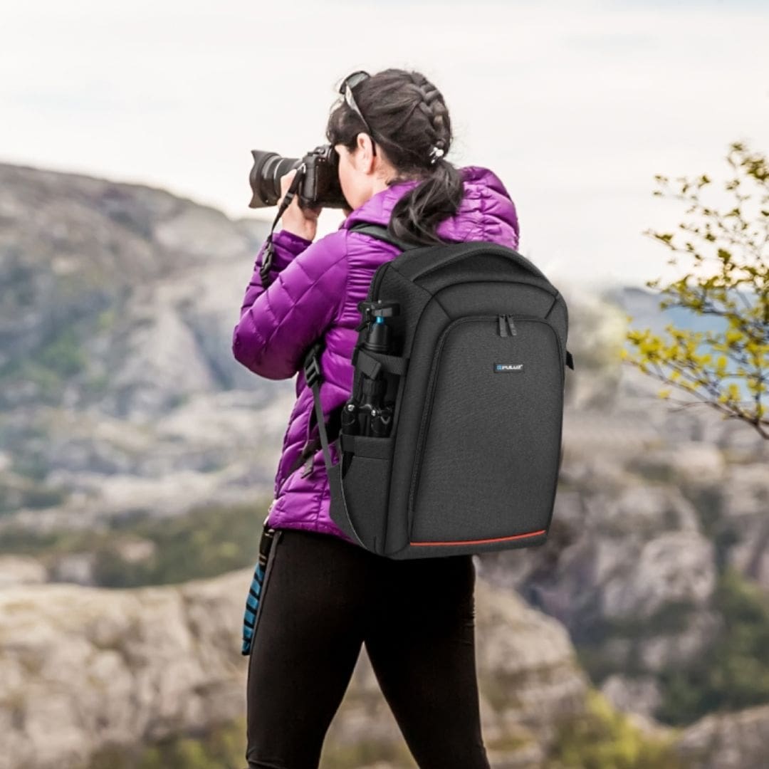 Puluz Outdoor Portable Waterproof Scratch-Proof Dual Shoulders Backpack Handheld PTZ Stabilizer Camera Bag with Rain Cover for Digital Camera, DJI Ronin-SC / Ronin-S (Black) PU5015B