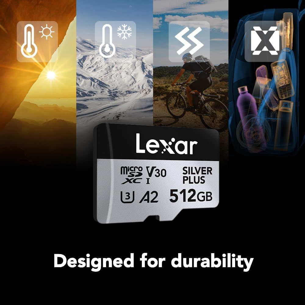 Lexar 512GB Professional Silver Plus microSDXC Memory Card w/SD Adapter