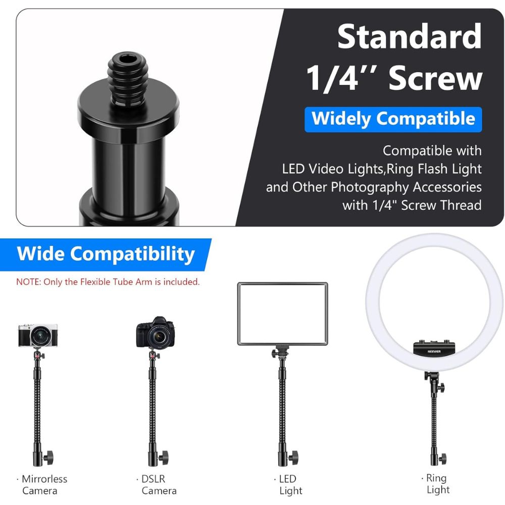Neewer 10"/25cm Metal Flexible Tube Arm