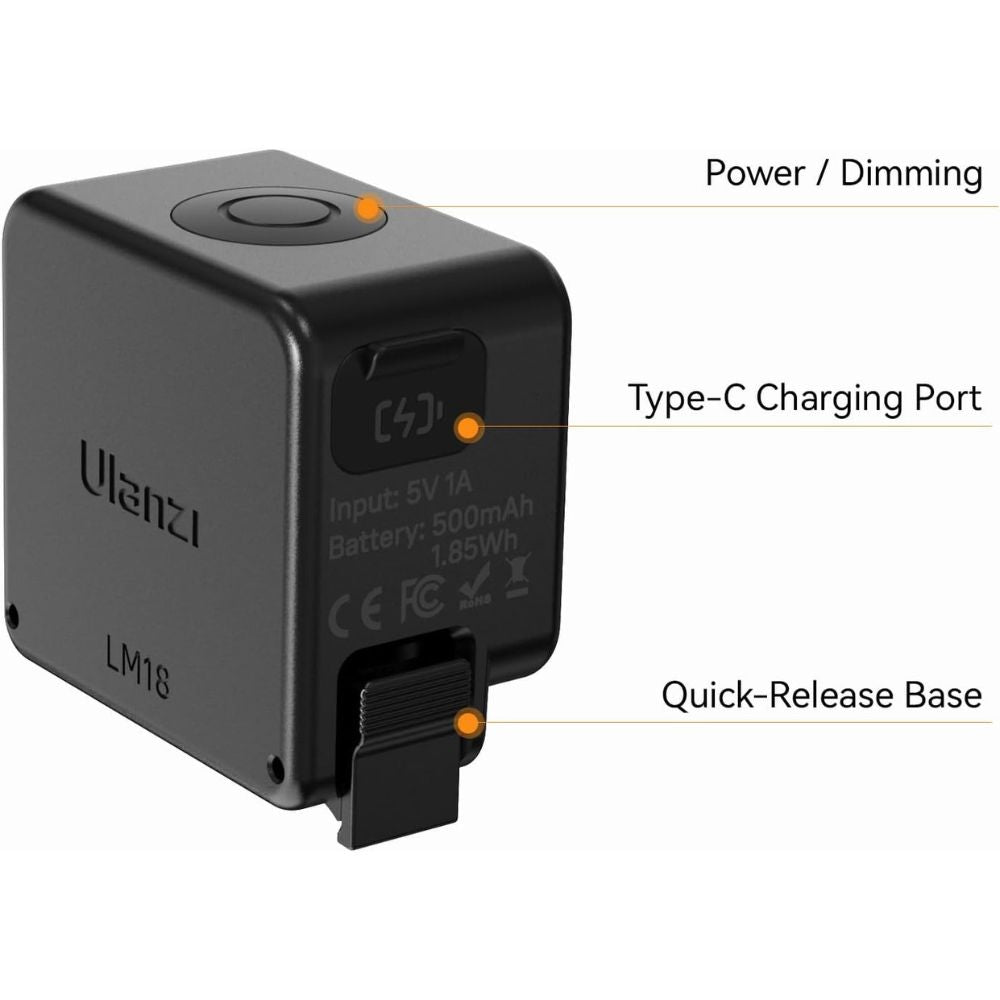 ULANZI LM18 Vlogging Light Mini LED Camera Video Light for DJI Osmo Action 3/4 Camera Cage Accessories and Ulanzi PK-06 Pocket 3 Expansion Adapter