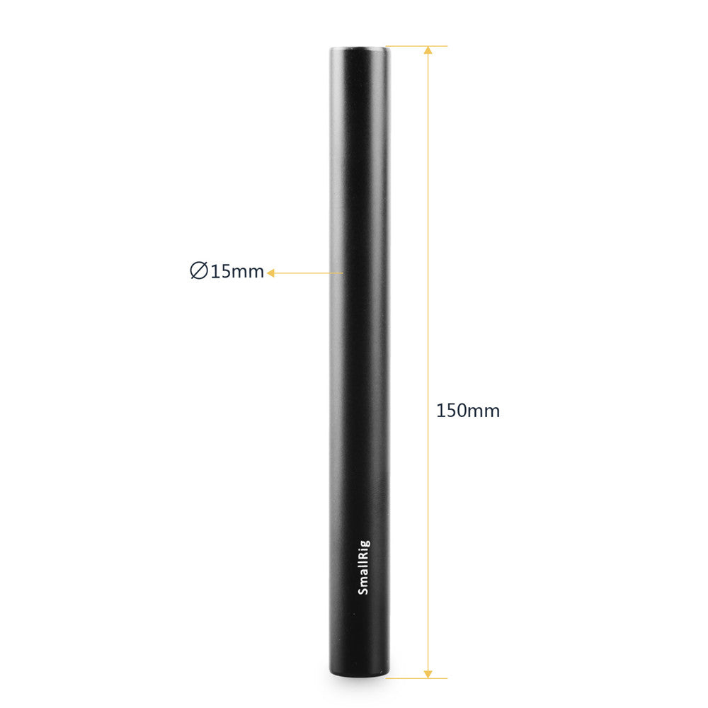 Smallrig 2pcs 15mm Black Aluminum Alloy Rod(M12-15cm) 6inch 1050