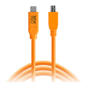 Tetherpro Usb Type-C Male To 5-Pin Micro-Usb 2.0 Type-B Male Cable (15', Orange)