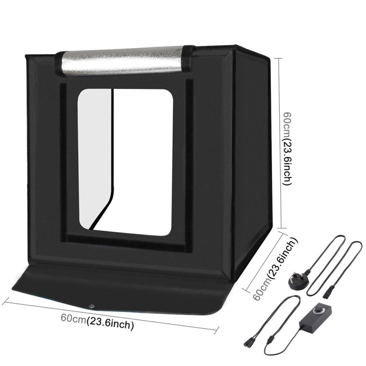 PULUZ 60cm Folding Portable 60 x 60 x 60 cm Light Tent LED 5500K Mini 60W Photography Studio Tent Kit with 6 Removable Backdrop (Black Orange White Green Blue Red)