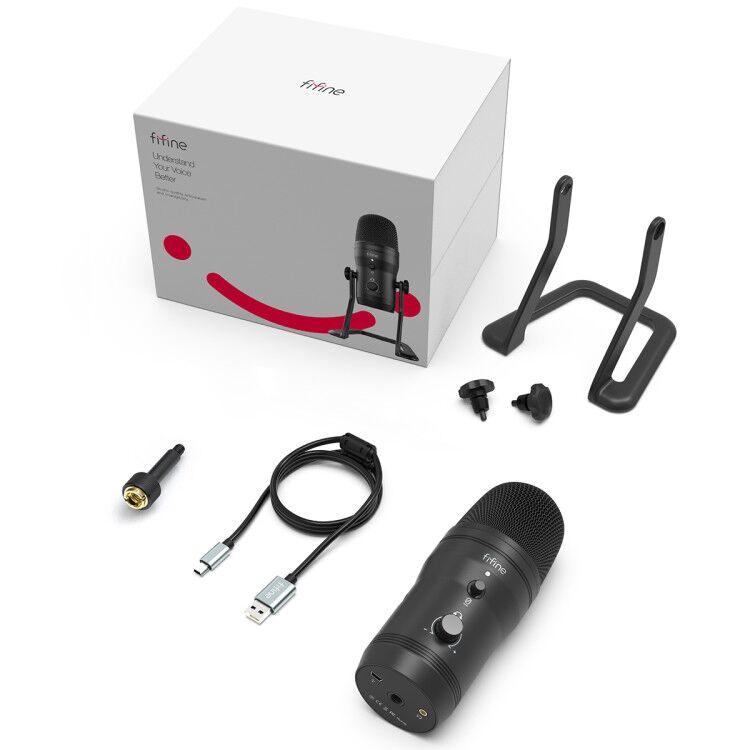 FIFINE K690 USB Mic with Four Polar Patterns, Gain Dials, a Live Monitoring Jack &amp; a Mute Button