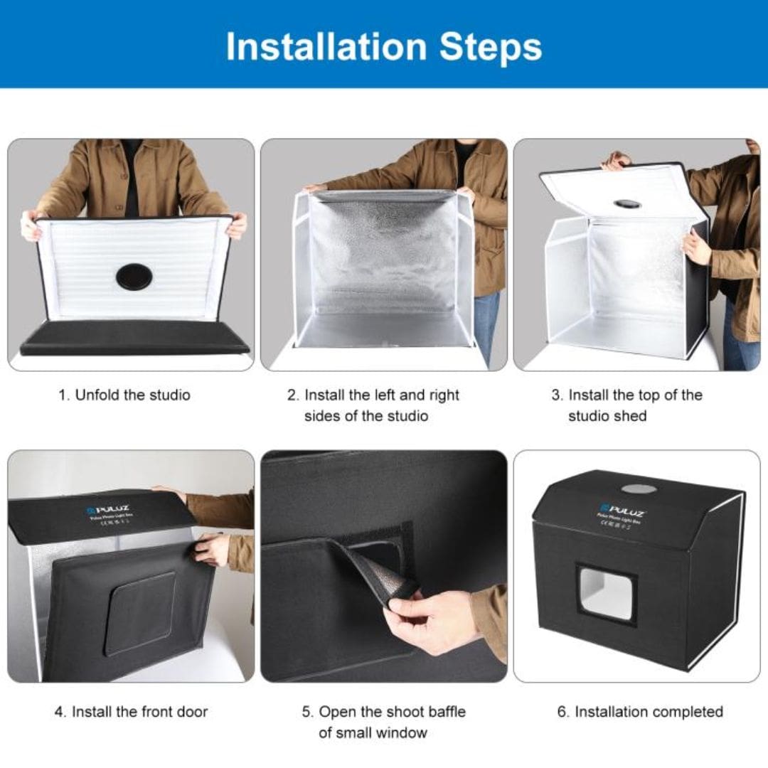 PULUZ Photo Studio Light Box Portable 60 x 40cm Cuboid Photography Studio Tent Kit with 4 Color Backdrops (UK Plug)