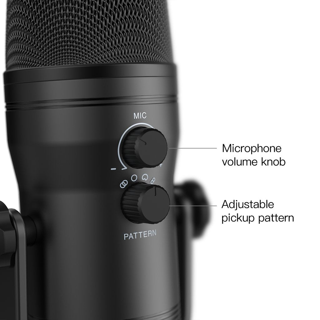 FIFINE K690 USB Mic with Four Polar Patterns, Gain Dials, a Live Monitoring Jack &amp; a Mute Button