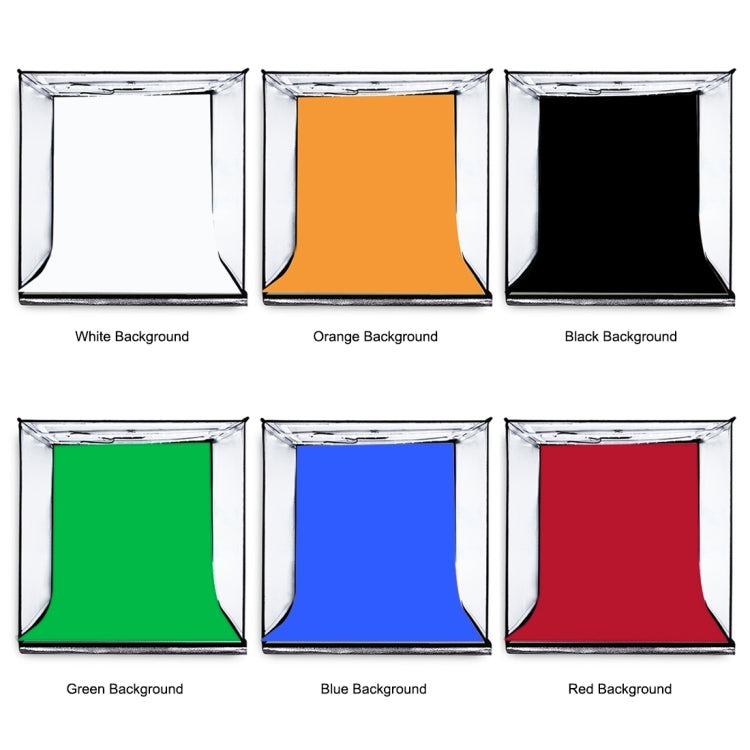 PULUZ 60cm Folding Portable 60 x 60 x 60 cm Light Tent LED 5500K Mini 60W Photography Studio Tent Kit with 6 Removable Backdrop (Black Orange White Green Blue Red)