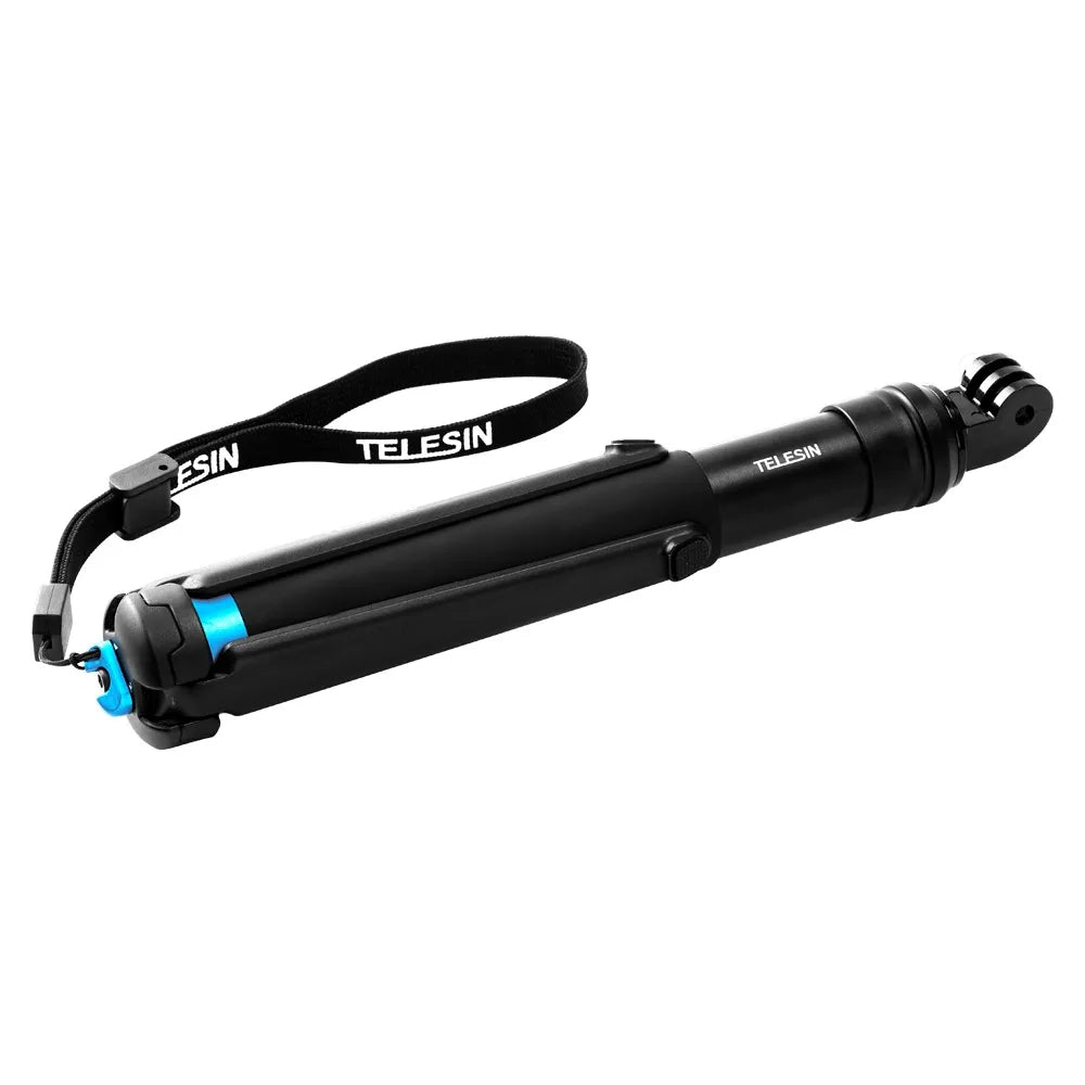TELESIN GP-MNP-090-S Extendable Aluminum Alloy Selfie Stick with Tripod and Phone Clip for GoPro