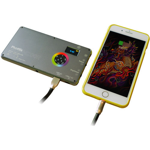 Phottix M200R RGB LED On-Camera Light Panel with USB Power Bank