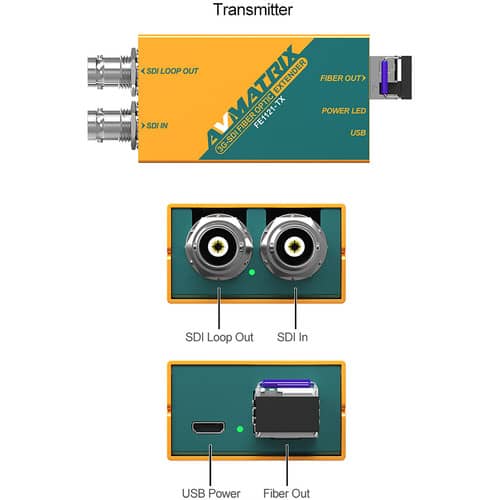 AVMATRIX 3G-SDI Fiber Optic Extender Transmitter and Receiver Set