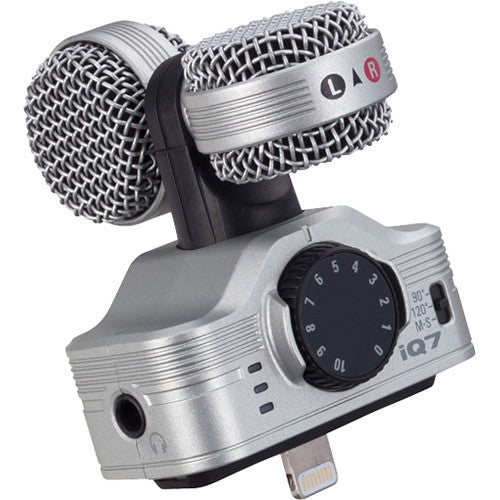 Zoom iQ7 Mid-Side Stereo Microphone Kit with iKlip Grip Pro & Ikan iLED-MA Light
