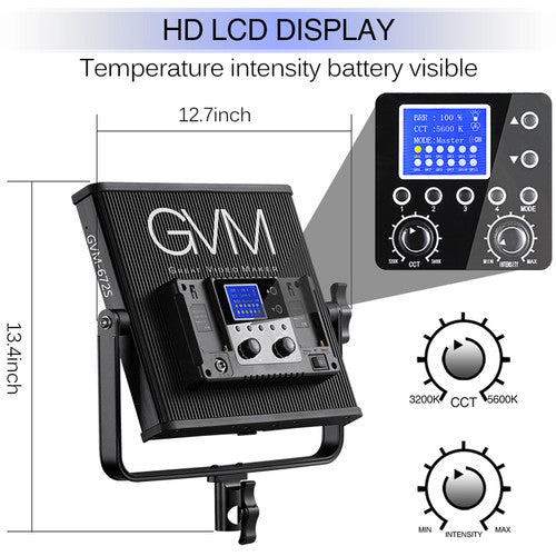 GVM 672S-B Bi-Color LED Video 3-Light Kit (Black)