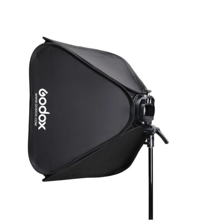 Godox S2 Bowens Mount Bracket with Softbox, Grid &amp; Carrying Bag Kit (23.6 x 23.6")