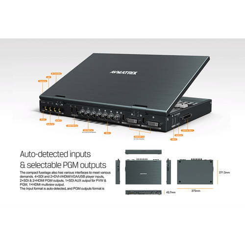 AV Matrix PVS0615 Portable 6-Channel Video Switcher with 15.6"" LCD Monitor