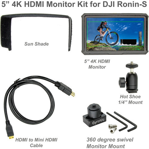 GyroVu Lightweight 5"" On-Camera HDMI Monitor with 360 ? Swivel Mount for DJI Ronin-S