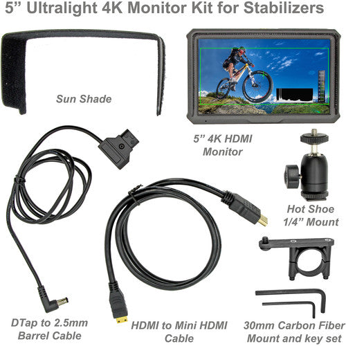 GyroVu Lightweight 5"" On-Camera HDMI Monitor with Carbon Fiber Clamp for DJI Ronin Series