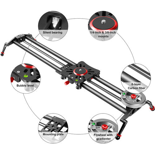 GVM GP-80FW Carbon Fiber Camera Slider with Flywheel (33"")