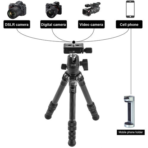 GVM JJ-G265 Carbon Fiber Mini Tabletop Tripod
