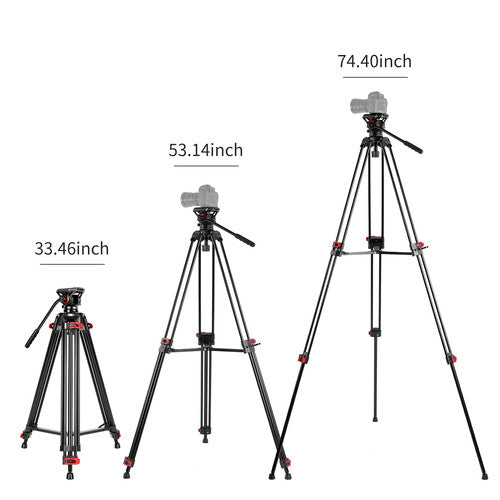 GVM JJL-JY Aluminum Video Tripod with Fluid Head
