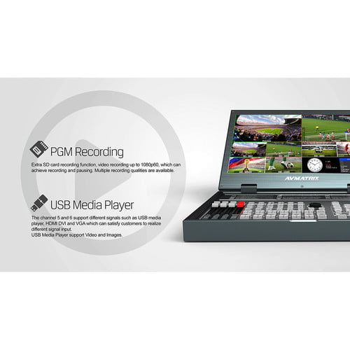 AV Matrix PVS0615 Portable 6-Channel Video Switcher with 15.6"" LCD Monitor