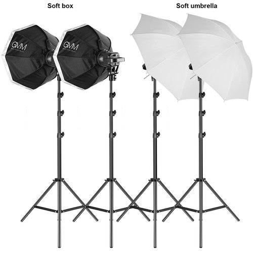 GVM P80S LED 4-Light Kit with Umbrellas, Softboxes and Backdrops