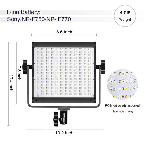 GVM 800D-RGB LED Studio 3-Video Light Kit