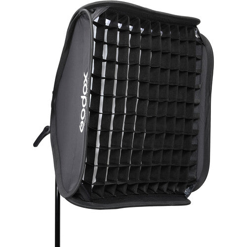 Godox S2 Bowens Mount Bracket with Softbox, Grid &amp; Carrying Bag Kit (23.6 x 23.6")
