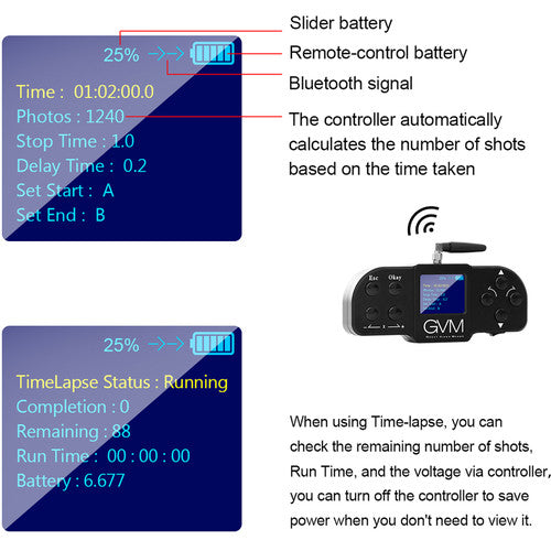 GVM 3D-80 3-Axis Wireless Carbon Fiber Motorized Slider with Bluetooth Remote (32"")