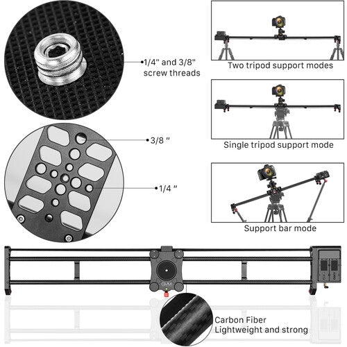GVM GT-120WD Wireless Carbon Fiber Motorized Camera Slider (47"") with Bluetooth Remote