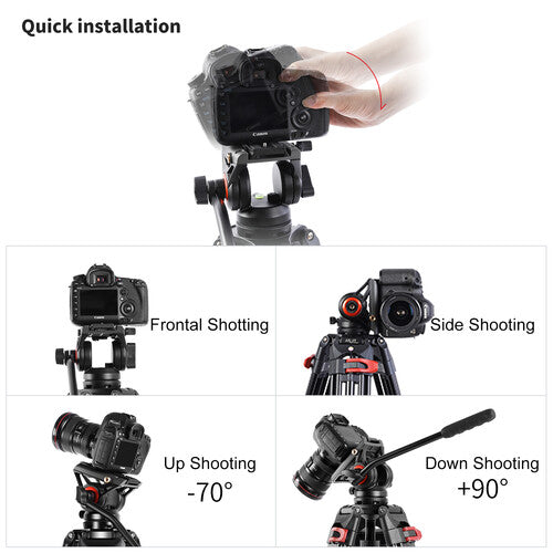 GVM JJL-JY Aluminum Video Tripod with Fluid Head