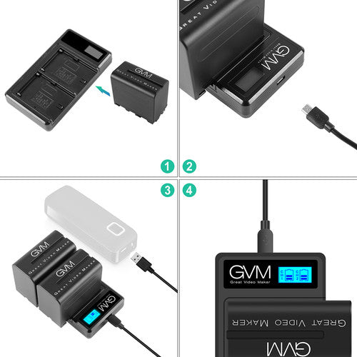 GVM NP-F970 6600mAh V-Mount Battery with USB Charger