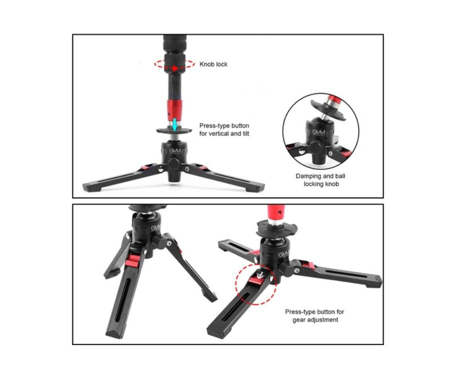 GVM Carbon Fiber 4-Section Monopod with Video Fluid Head