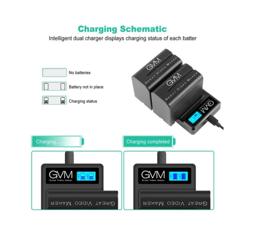 GVM NP-F970 6600mAh V-Mount Battery with USB Charger