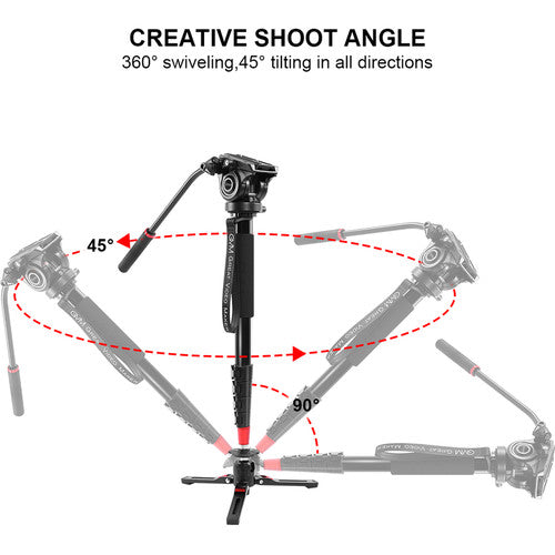 GVM G175 Aluminum 5-Section Monopod with Video Fluid Head