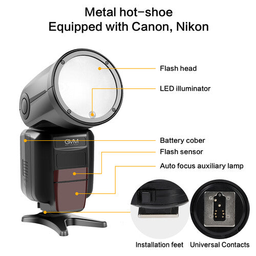 GVM Y1 TTL Li-Ion Flash For Canon Nikon Cameras
