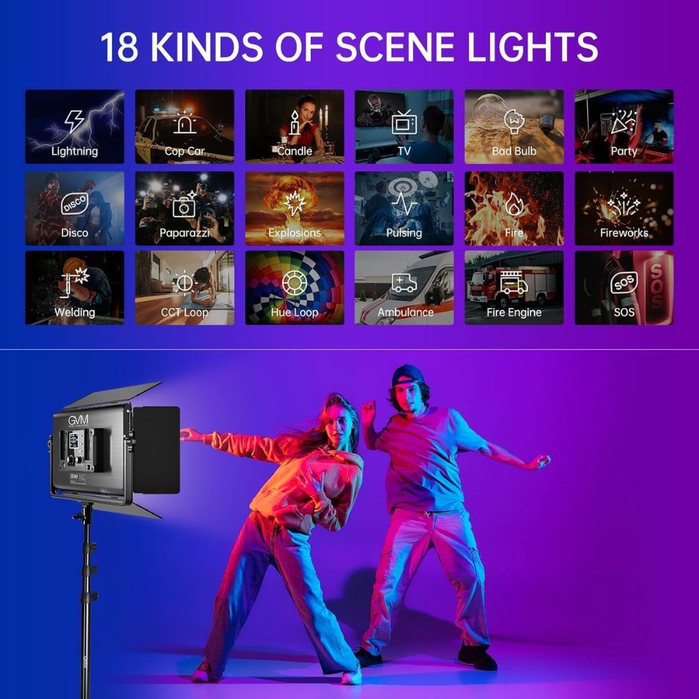 GVM-1500D 75W Powerful Bi-color and RGB Video Panel Light