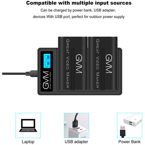 GVM NP-F970 6600mAh V-Mount Battery with USB Charger