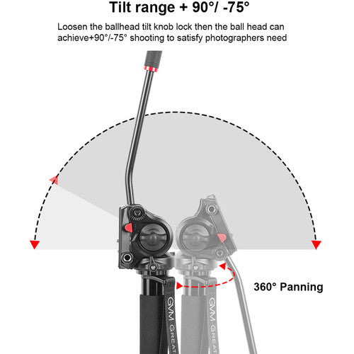 GVM G175 Aluminum 5-Section Monopod with Video Fluid Head