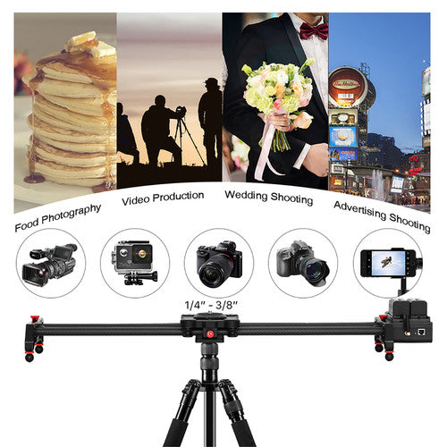 GVM GT-80WD Wireless Carbon Fiber Motorized Camera Slider (31"") with Bluetooth Remote