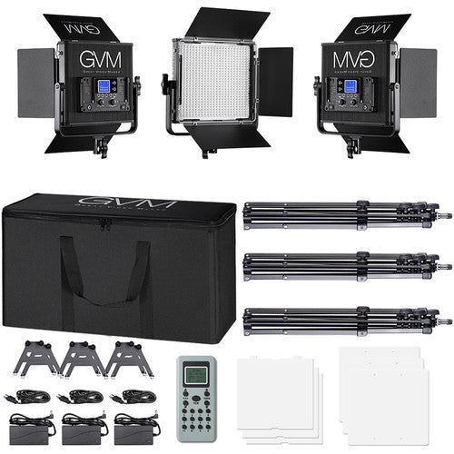 GVM 672S-B Bi-Color LED Video 3-Light Kit (Black)