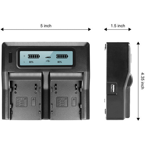 GVM Dual Charger with BP-A60 Battery for Canon C300 Mark II, C200 &amp; C200B (6800mAh)