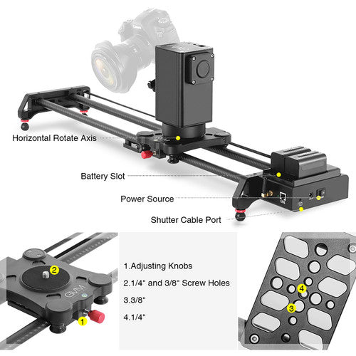 GVM 3D-80 3-Axis Wireless Carbon Fiber Motorized Slider with Bluetooth Remote (32"")